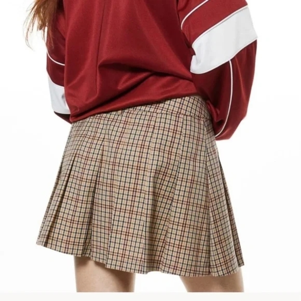 H&M Divided YK2 Beige Plaid Pleated Blokecore Mini Skirt Size S
